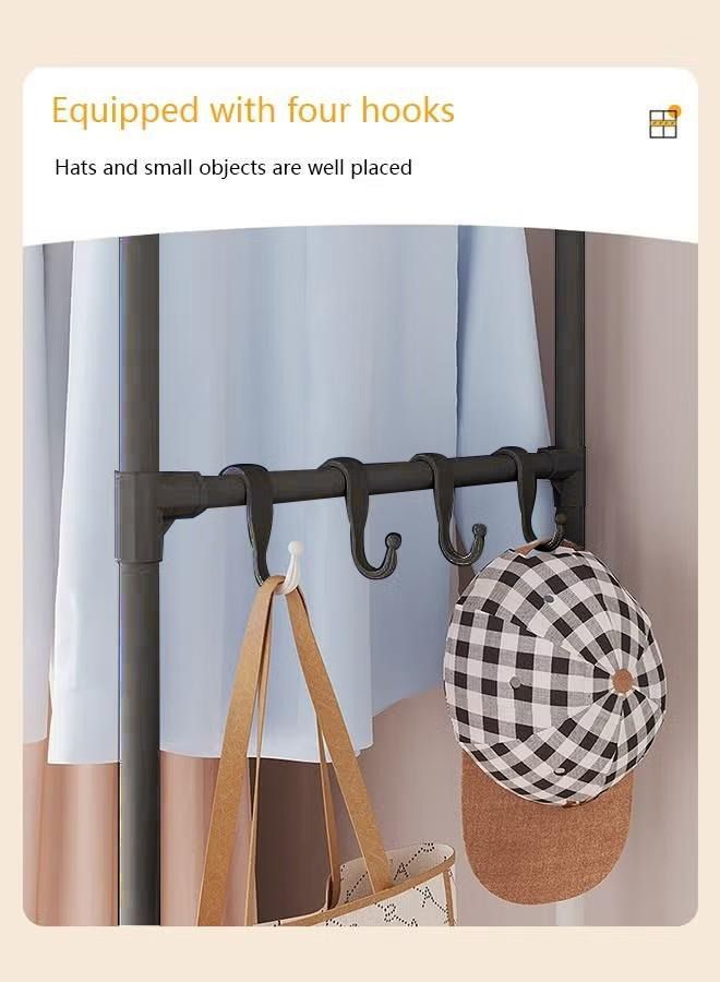 XiuWoo Portable wardrobe storage closet, clothes storage cabinet with curtain, clothes rack clothes hanging shelving for living room, bedroom, clothes room, black  - Image 3