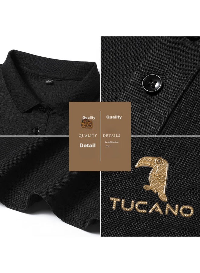 Tucano Tucano Long-sleeve T-shirt For Men, Spring And Autumn Business Casual, Turn-down Collar, Classic Versatile Fashion Loose Top, Men's Clothing, Navy Blue 2xl - Image 2
