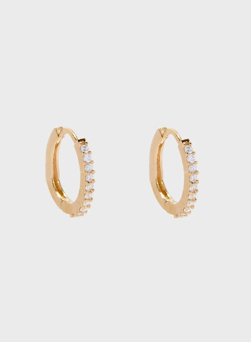 Orelia Mini Pave Hoop Earrings