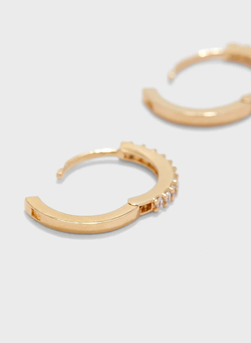 Orelia Mini Pave Hoop Earrings