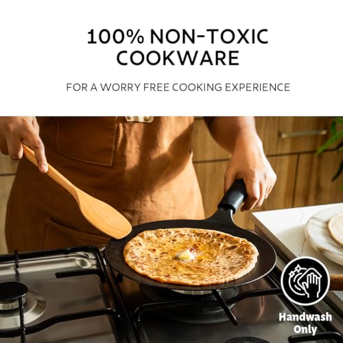 TRAMONTINA TITANEX 26cm Pre-Seasoned Cast Iron Concave Tawa | Tawa for Roti, Phulka, Paratha | Gas/Induction Compatible Cookware | Non-Slip Grip | Superior Heat Retention | Life-Time Warranty - Image 2