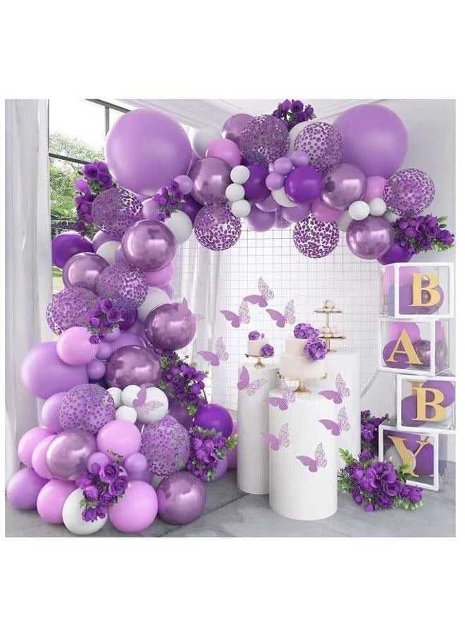 Zeemey 109-pcs Purple Butterfly Latex Decorative Balloon Arch Garland Set - Perfect for Graduation Baby Shower Wedding Birthday Bachelorette Party Backdrop Decoration - Suitable for Indoor and Outdoor - Image 1
