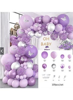 Zeemey 109-pcs Purple Butterfly Latex Decorative Balloon Arch Garland Set - Perfect for Graduation Baby Shower Wedding Birthday Bachelorette Party Backdrop Decoration - Suitable for Indoor and Outdoor  - Image 2