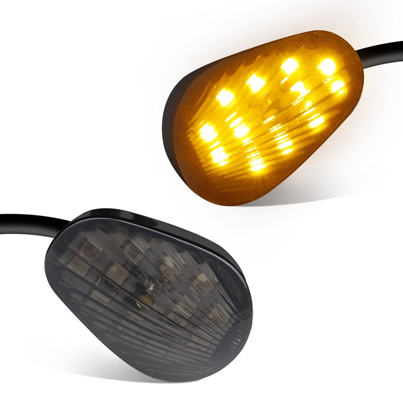 QUASCO Flush Mount Motorcycle Turn Signals Smoked Lens led Blinkers Compatible with Yamaha YZF R1 R3 R6 R6S FJ 09 FZ MT 07 09 Amber