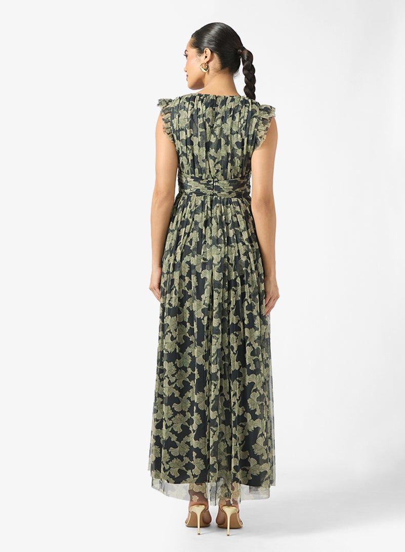 Anaya With Love Side slit Detail V Neck Flutter Sleeve Maxi Dress - Image 2