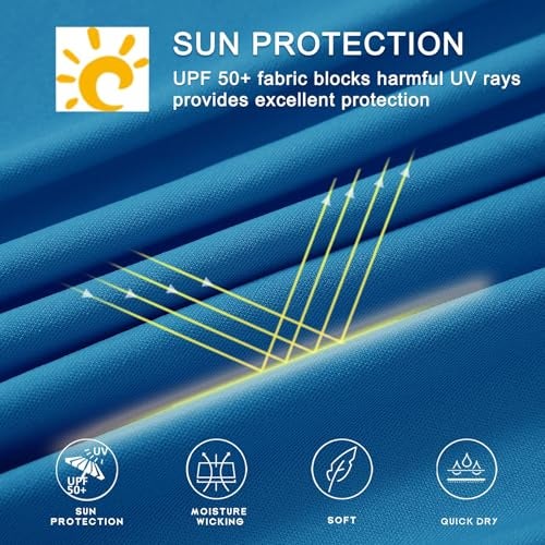 Willit Men's Sun Shirts UPF 50+ Rash Guard Long Sleeve Sun Protection Hoodie SPF UV Fishing Lightweight Athletic Running Brilliant Blue M - Image 5