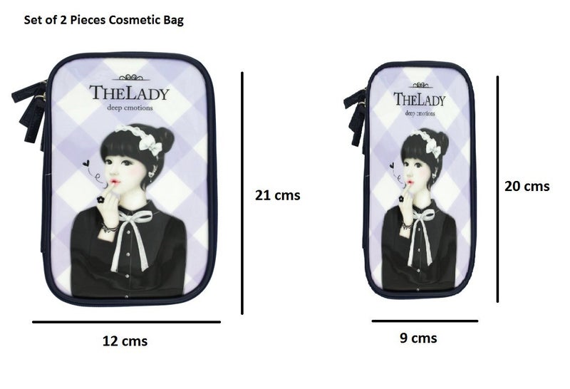 HOMIES INTERNATIONAL The Lady Deep Emotions Series Multipurpose Nylon Cosmetic pouch for Women Color as per the availabilitySet of 2 Pieces - Image 2