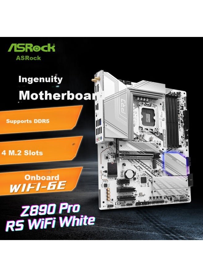ASRock لوحة أم Asrock Z890 Pro Rs Wifi بيضاء، تدعم معالج 285k/265k/265kf - Image 1
