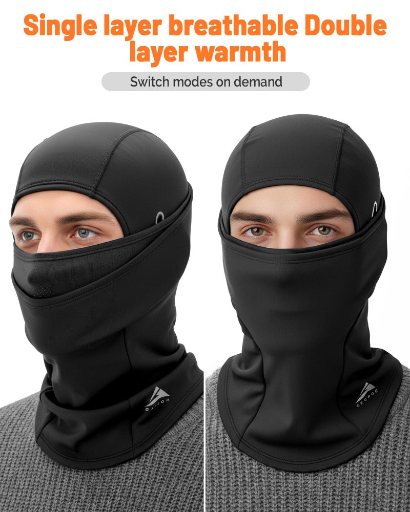 GXCROR Balaclava Ski Mask for Men & Women, Winter Face Mask Cold Weather Windproof Thermal Motorcycle Snowboard Cycling Black - Image 2