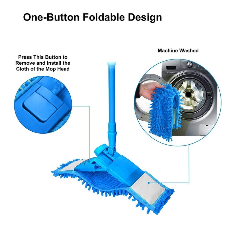 BIRZAR Microfiber Flip Flat Dust Mop Floor Mop with Washable Mop Pads Refills and 1 Cleaning Comb for Hardwood Laminate Ceramic Marble Tile Floors - Image 5