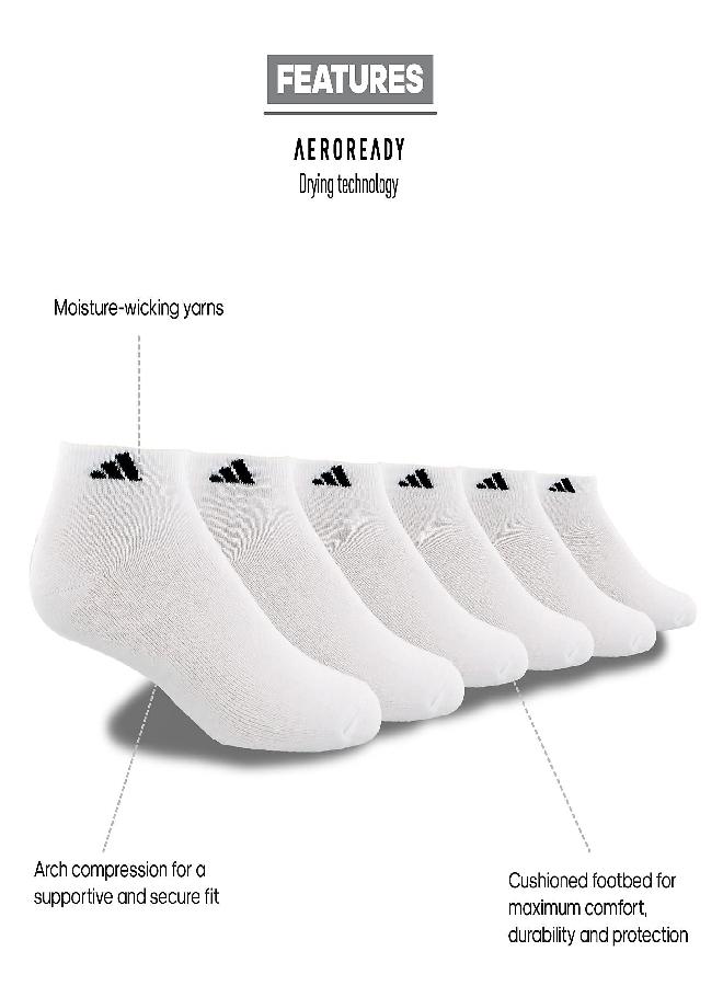 Adidas adidas mens Athletic Cushioned (6-pair) Low Cut Sock, White/Black, X-Large US  - Image 2