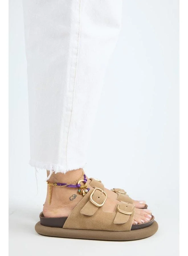 Manijero  Lavanda Women's Genuine Leather Double Buckle Sand Sandal. for Women | Best Price UAE