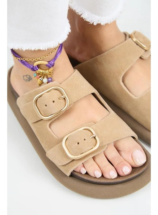 Manijero  Lavanda Women's Genuine Leather Double Buckle Sand Sandal. for Women | Best Price UAE