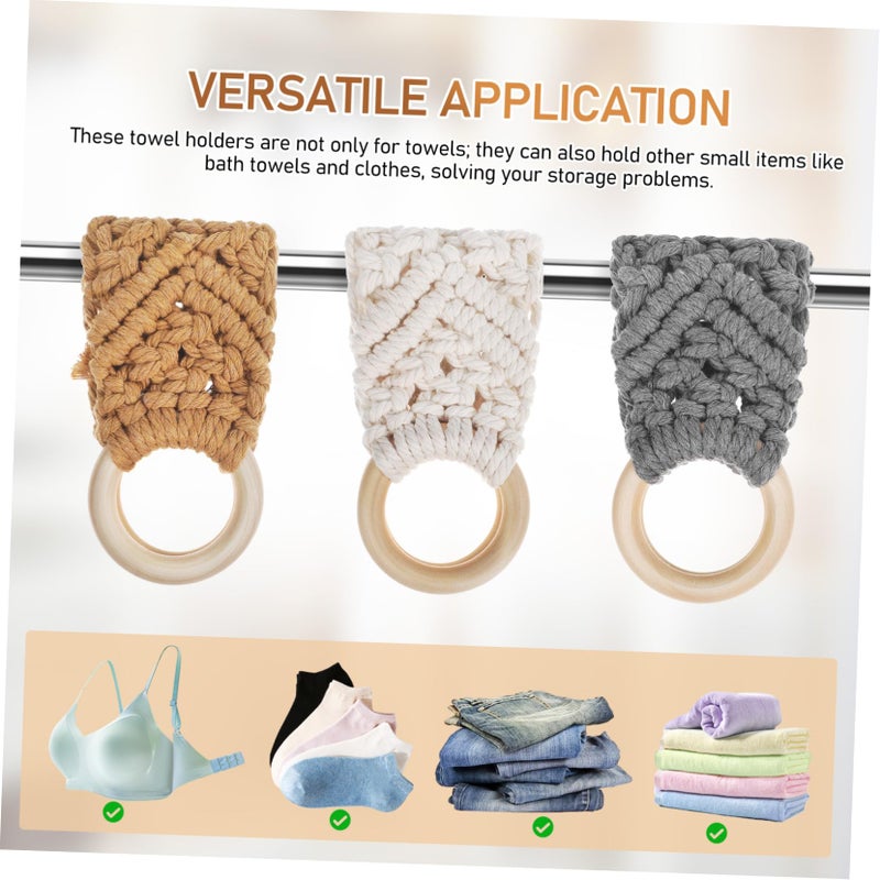 Handmade Crochet Towel Rings Set Of 3 Soft Cotton Towel Holder For Kitchen And Bathroom - Image 4