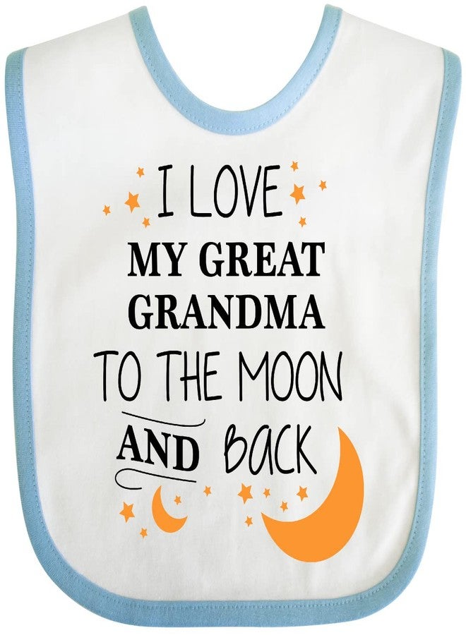 inktastic I Love My Great Grandma To the Moon and Back Baby Bib White and Blue 2965d - Image 1