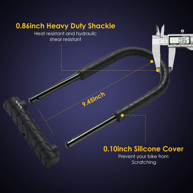 VVA Bike U Lock,Heavy Duty Combination Bicycle u Lock Shackle 4ft Length Security Cable with Sturdy Mounting Bracket and Key Anti Theft Bicycle Secure Locks - Image 2