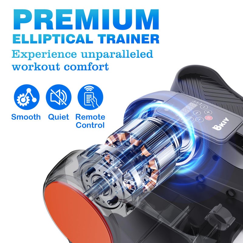 BKIY Under Desk Elliptical Exercise Machine, Electric Under-Desk Elliptical for Seniors - Mini Ellipse Leg Exerciser with 12-Speed Touch Screen, Remote Control & Reversible Motion (Black) - Image 2