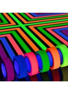 Aikanbo 6 Colors Neon Gaffer Cloth Tape Fluorescent UV Blacklight Glow in The Dark Tape for UV Party 0.6 Inch x 16.5 Feet  - Image 1