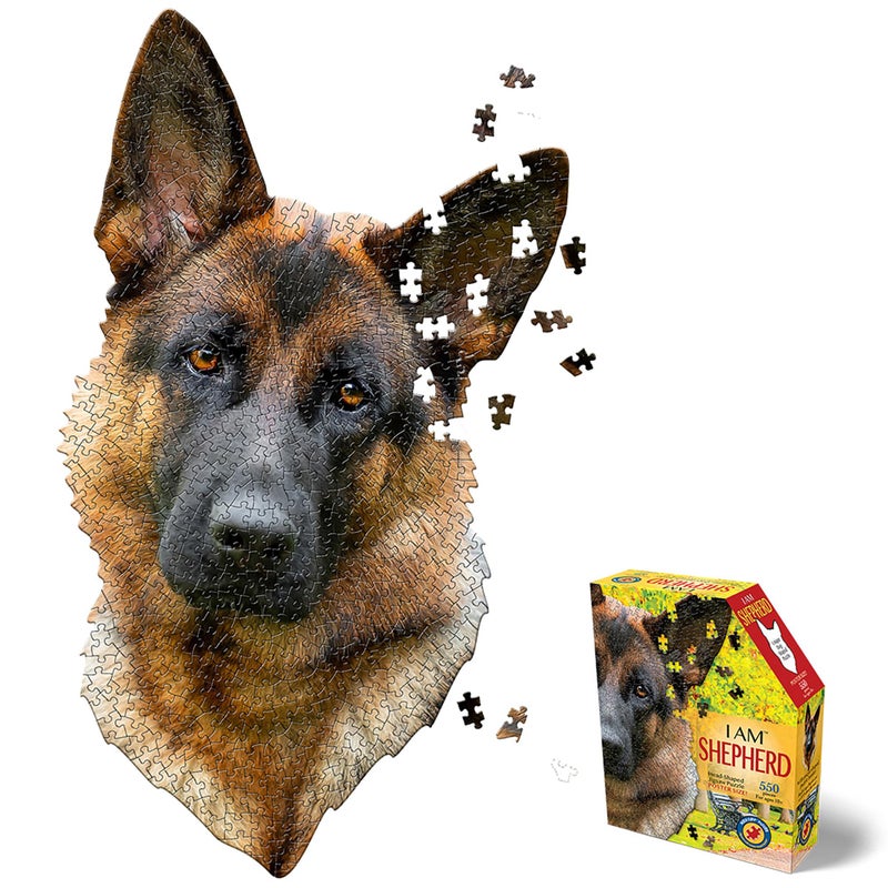 Madd CAPP I Am Shepard 550 Piece Puzzle Dog Shaped Animal Jigsaw 19 x 32 Assembled Size Poster Reference Educational Fun Fact Booklet - Image 3