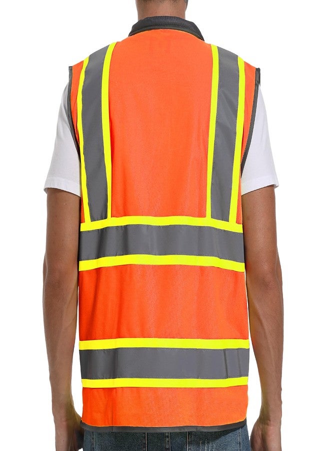 ArcRidge Two-Tone Safety Vest, Multifunctional Pockets, ANSI Compliant., Orange, XXL - Image 4