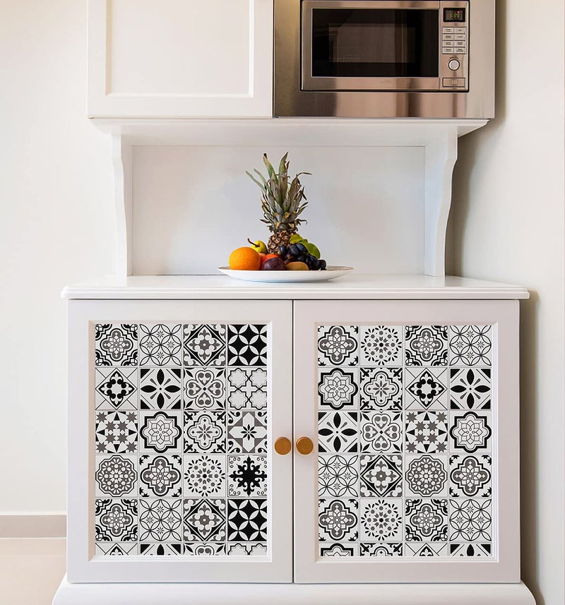 Timeet Thicken Glossy Backsplash Kitchen Contact Paper Tile Wallpaper Removable Self Adhesive Black White Peel and Stick Wallpaper for Bathroom Laundry Room 17.7"x78.7" Vinyl Film - Image 5