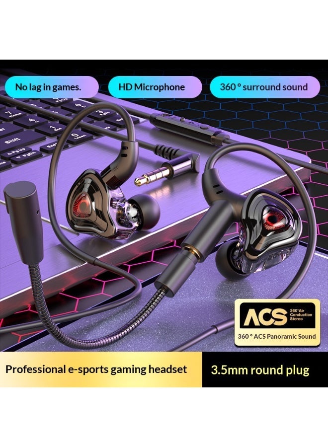 Dual Microphone Wired Earphone In-Ear Headphones with 3.5mm Interface for Sports and Gaming, Corded Plug in Ear Buds - Image 2