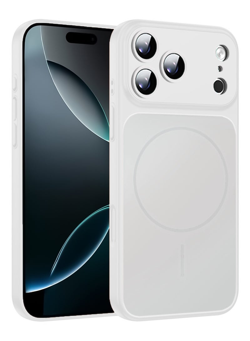 Magnetic Matte Protective Case for iPhone 17 Pro Max Full Camera Protection MagSafe Compatible - White