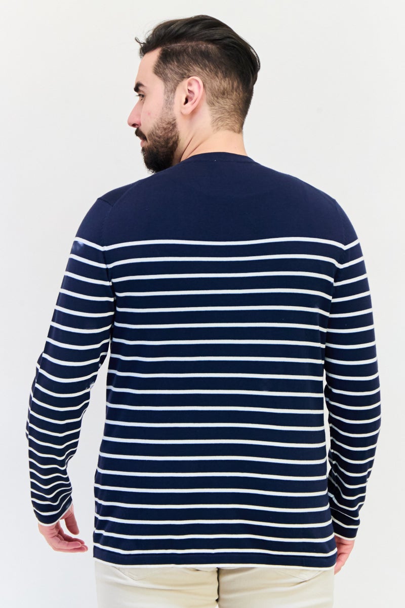 Celio Men Crew Neck Long Sleeve Stripe Sweater, Multicolor - Image 3