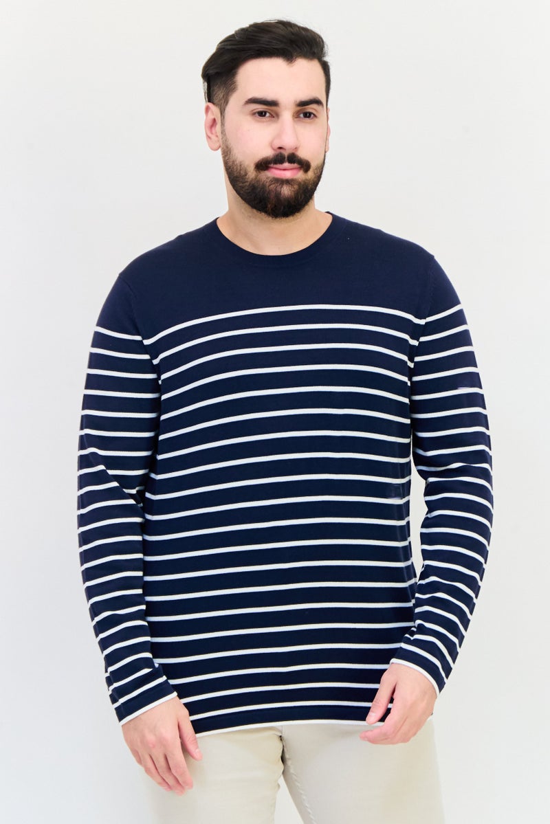 Celio Men Crew Neck Long Sleeve Stripe Sweater, Multicolor - Image 1