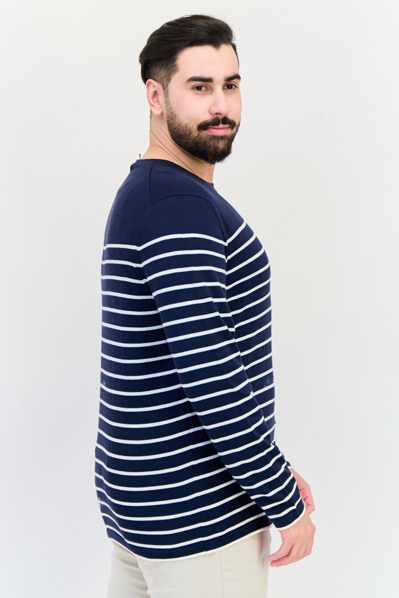 Celio Men Crew Neck Long Sleeve Stripe Sweater, Multicolor - Image 2