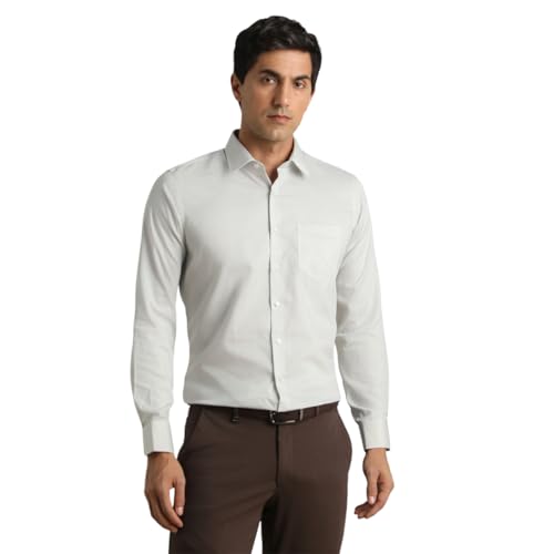 Van Heusen Men Cotton Slim Fit Shirt (VHSFMSLB354433_Beige, 44) - Image 1