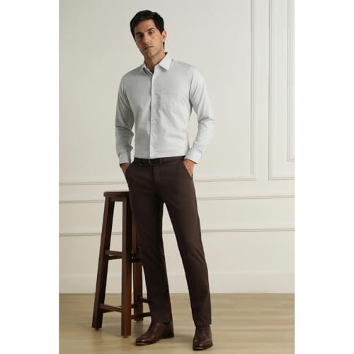 Van Heusen Men Cotton Slim Fit Shirt (VHSFMSLB354433_Beige, 44) - Image 3