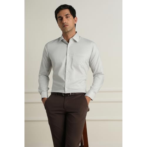Van Heusen Men Cotton Slim Fit Shirt (VHSFMSLB354433_Beige, 44) - Image 4