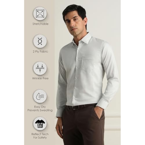 Van Heusen Men Cotton Slim Fit Shirt (VHSFMSLB354433_Beige, 44) - Image 2