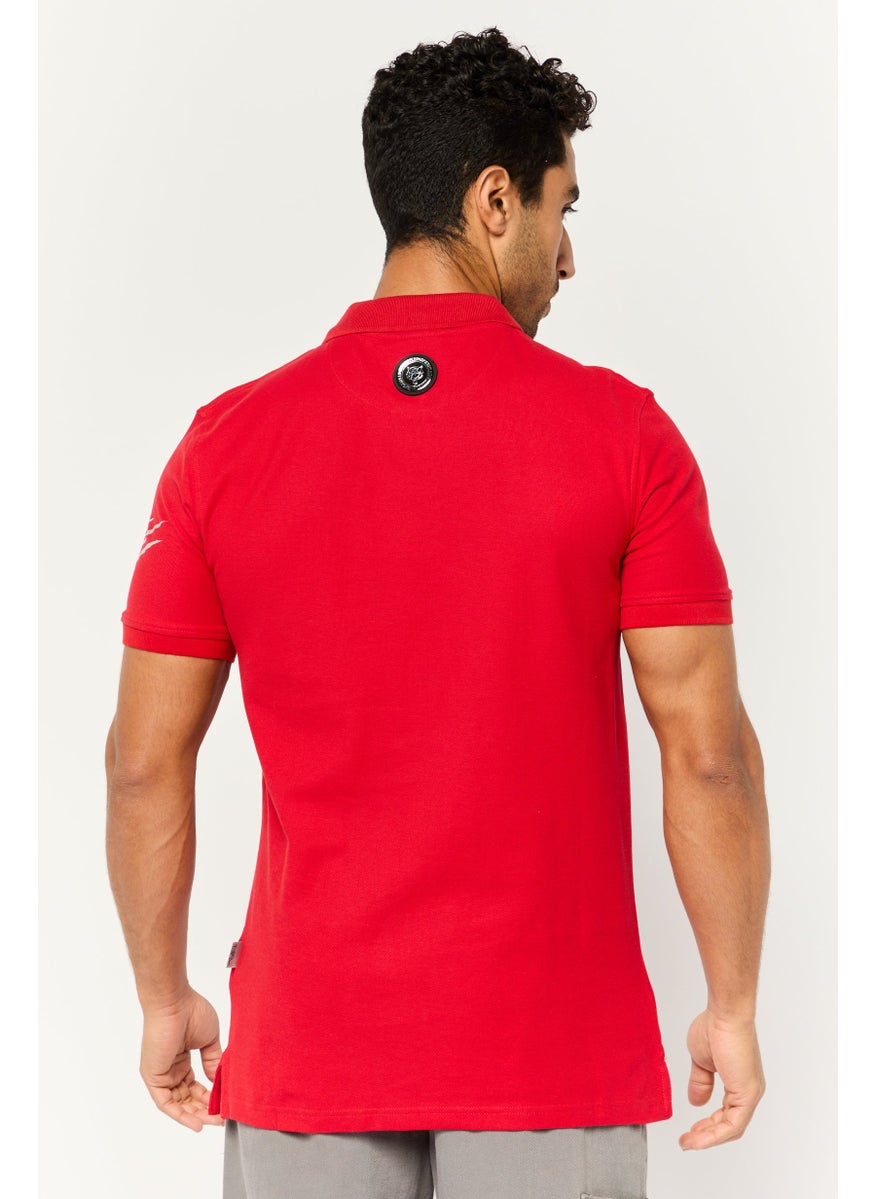 Plein Sport - Men Sportswear Fit Short Sleeves Outdoor Polo Shirt, Red - Image 1