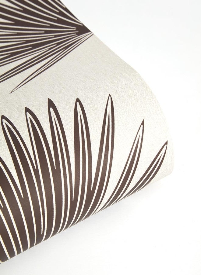 Tempaper Dark Cocoa & Cream Stamped Palm Removable Peel and Stick Boho Wallpaper, 20.5 in X 16.5 ft, Made in The USA - Image 4