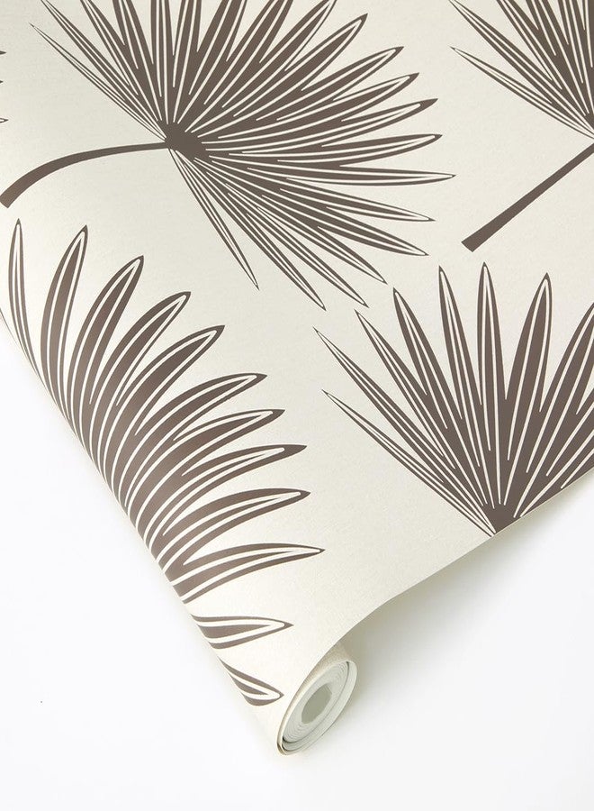 Tempaper Dark Cocoa & Cream Stamped Palm Removable Peel and Stick Boho Wallpaper, 20.5 in X 16.5 ft, Made in The USA - Image 5