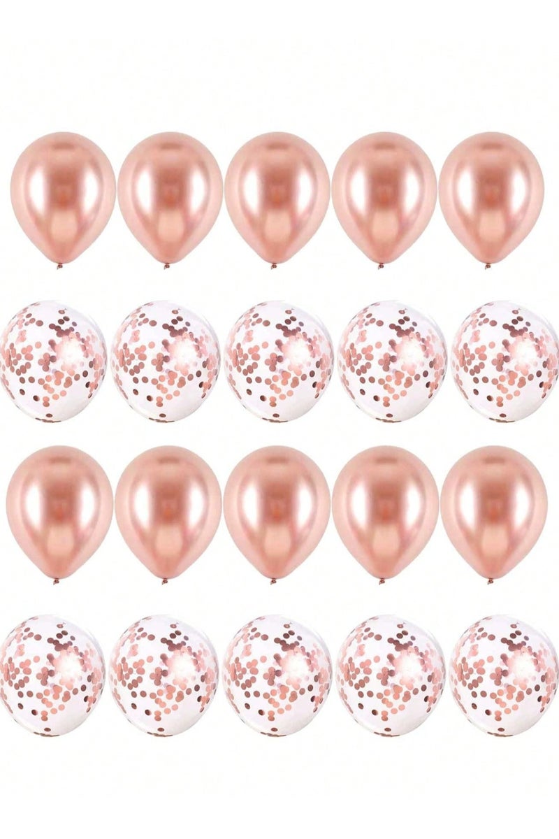 Party Decoration A set of 20 rose gold balloons made of latex and confetti, perfect for bachelorette parties, birthdays, graduations, engagements, weddings, and all special occasions - Image 2