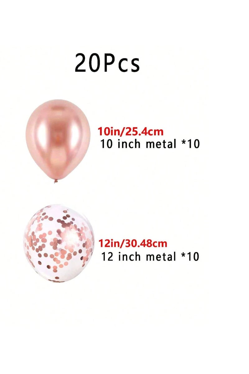 Party Decoration A set of 20 rose gold balloons made of latex and confetti, perfect for bachelorette parties, birthdays, graduations, engagements, weddings, and all special occasions - Image 3
