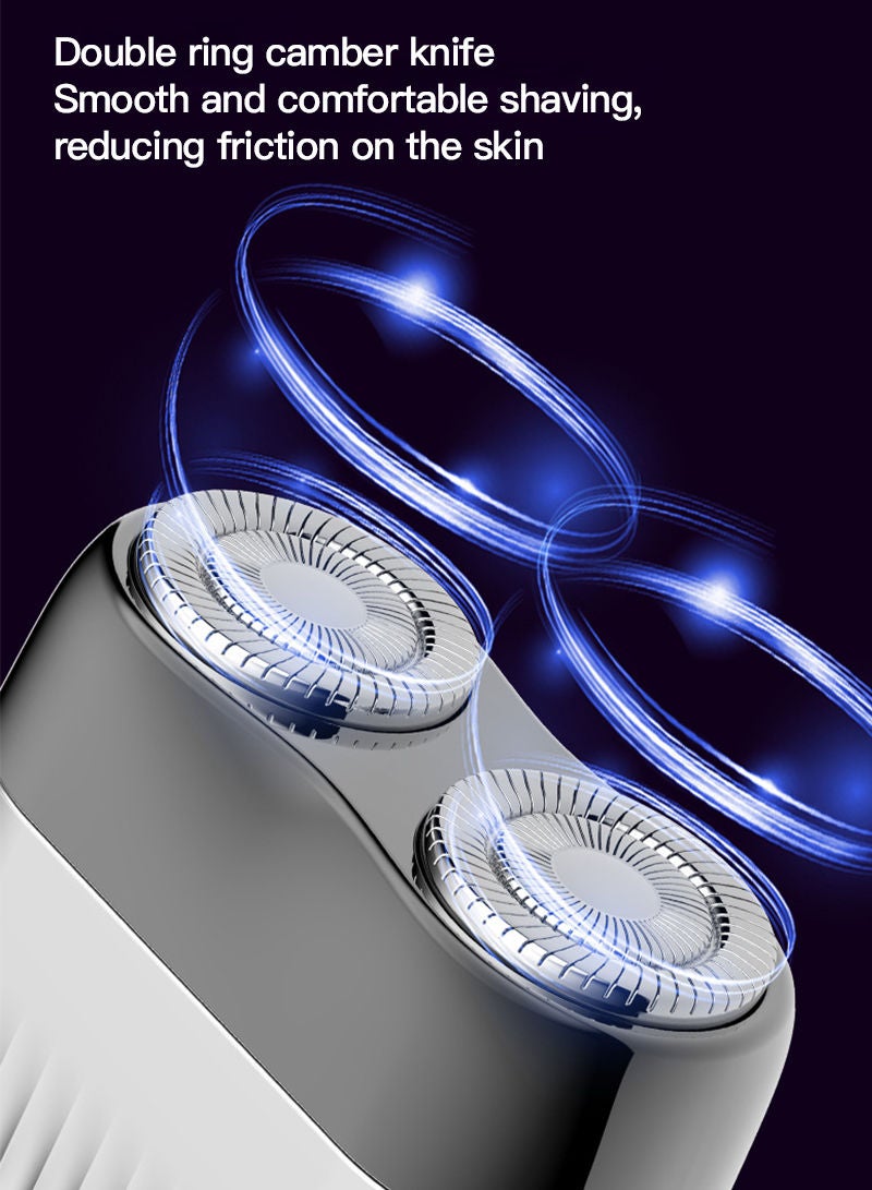 شاربدو ماء المحمولة ميني USB القابلة لإعادة الشحن اللاسلكي ماكينة حلاقة كهربائية دوارة للرجال | حجم الجيب قابل للغسل ماكينة حلاقة كهربائية ، مزدوجة الرأس ماكينة حلاقة - Image 5
