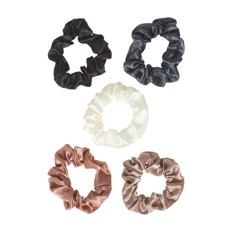 Goody Ouchless Satin Scrunchies - 5 Ct, Neutral Tones, Damage-Free Hold, Soft Overnight Hair Scrunchies to Sleep In, Gentle Hair Accessories for Women & Men, All Day Comfort, All Hair Types - Image 2