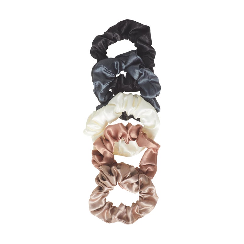 Goody Ouchless Satin Scrunchies - 5 Ct, Neutral Tones, Damage-Free Hold, Soft Overnight Hair Scrunchies to Sleep In, Gentle Hair Accessories for Women & Men, All Day Comfort, All Hair Types - Image 3