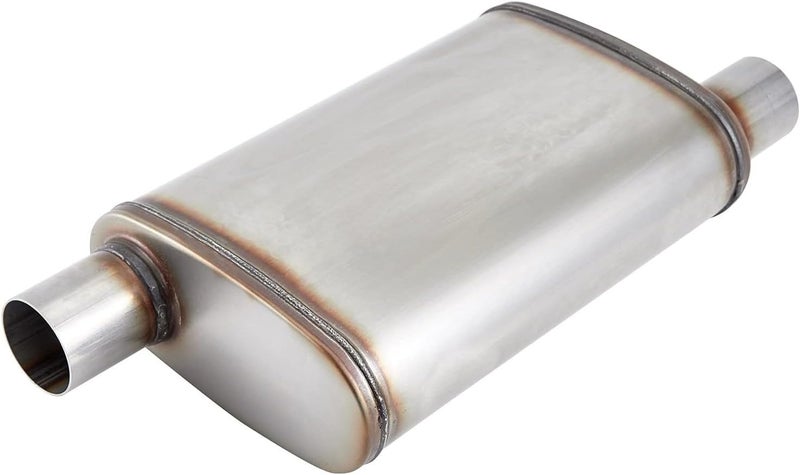 Floshine Universal 409 Stainless Steel Straight-Through Performance Muffler Exhaust (3" Offset In/Out) - Image 1