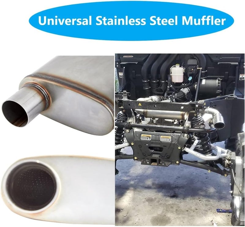 Floshine Universal 409 Stainless Steel Straight-Through Performance Muffler Exhaust (3" Offset In/Out) - Image 5