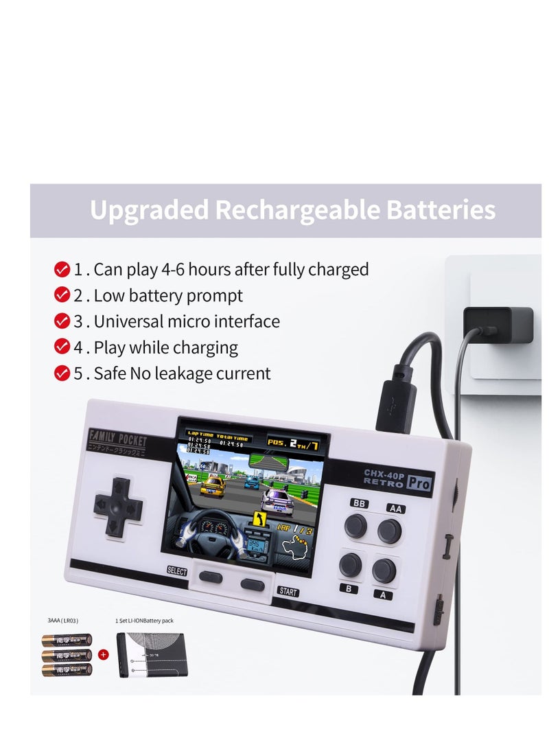 Y&D Handheld Game for Kids Built-in 348 HD Classic Retro Video Games USB Rechargeable 3.0 Inch Childrens Travel Electronics Toys Portable Player Gift Boys and Girls Ages 4-8-12 (Gray)  - Image 2