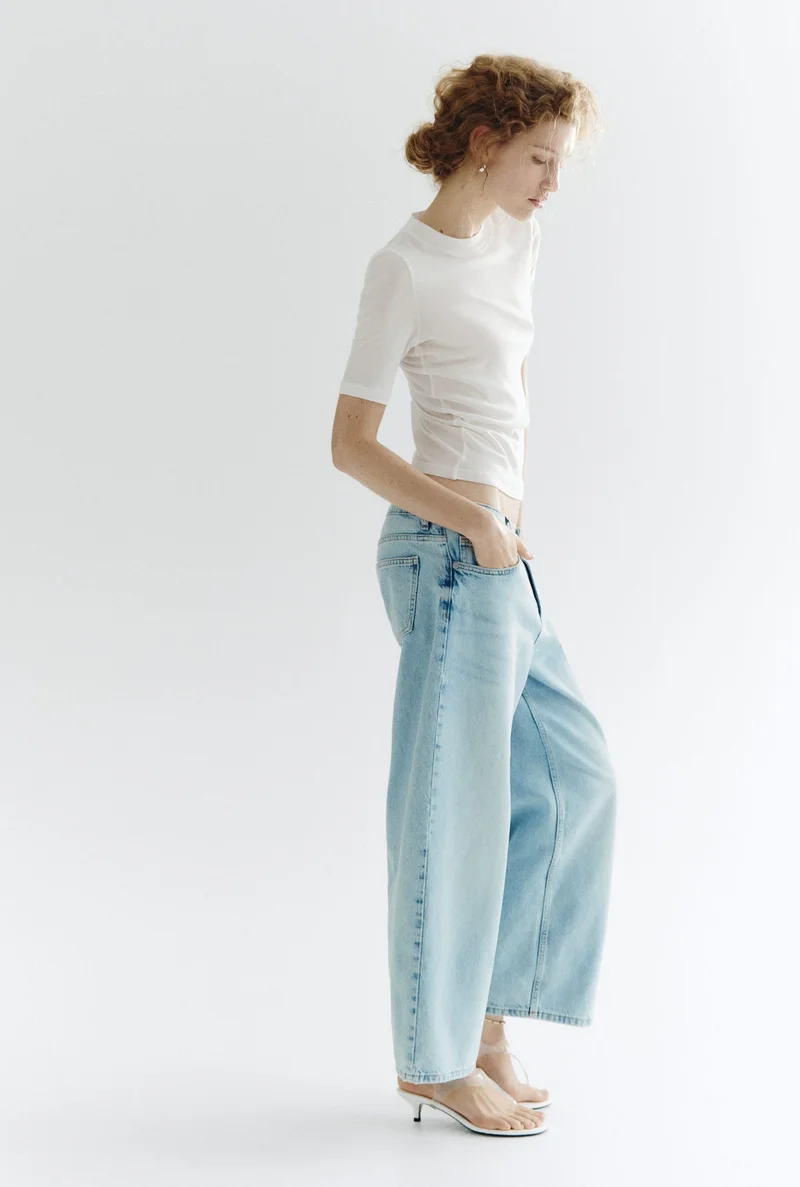 H&M  Wide Regular Waist Ankle Jeans for Women | Best Price UAE