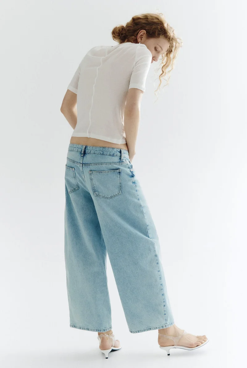 H&M  Wide Regular Waist Ankle Jeans for Women | Best Price UAE