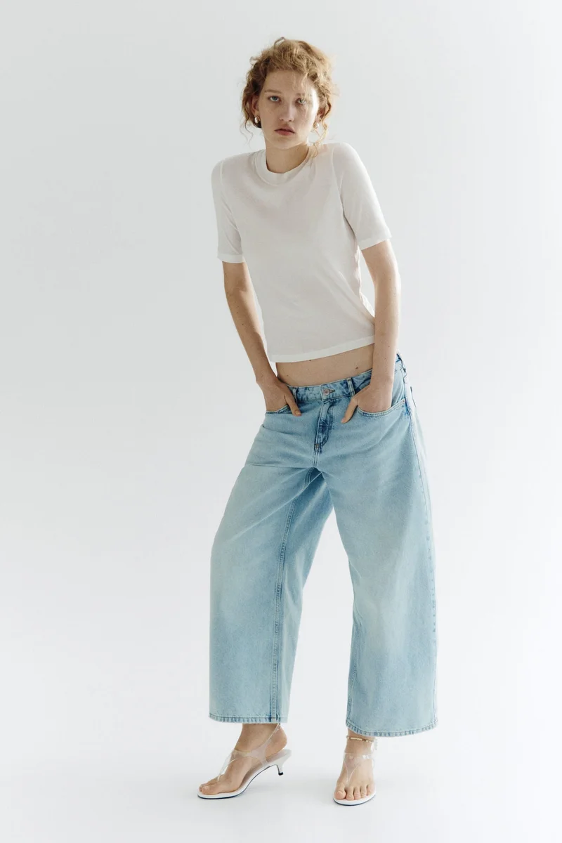 Wide Regular Waist Ankle Jeans