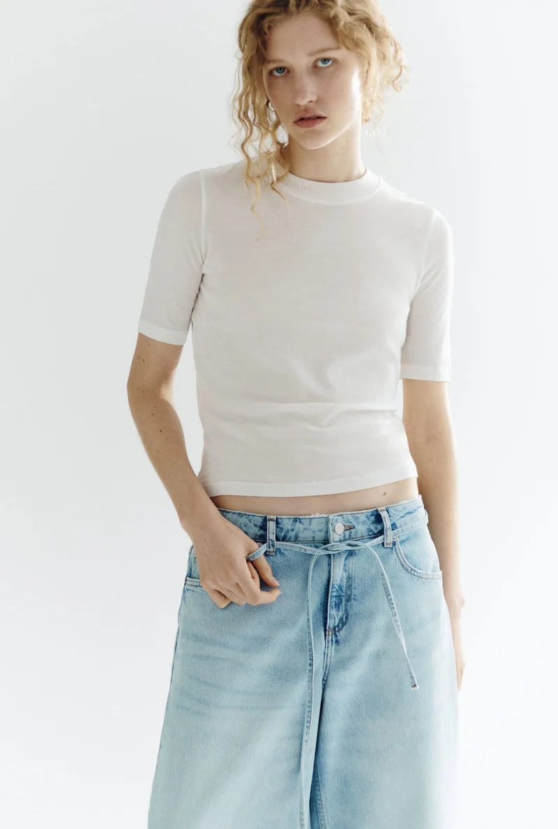 H&M  Wide Regular Waist Ankle Jeans for Women | Best Price UAE