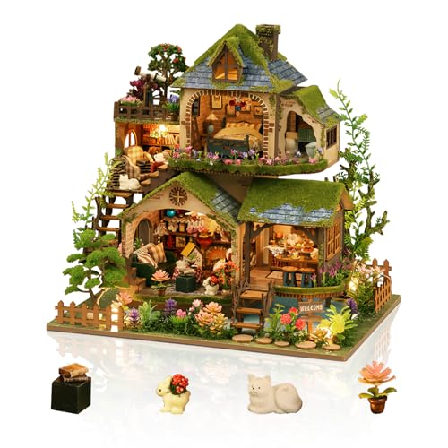 Foyucool DIY Miniature House Kit DIY Dollhouse Kits for Adults to Build Crafts with LED Light Forest Adventure Mini Building Kit Birthday Gift for Family and Friends - Image 1